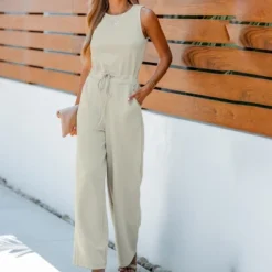 Women's Drawstring Wide Leg Jumpsuit - Cupshe