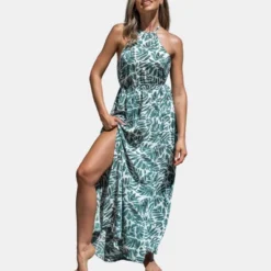 Women's Leaf Halter Maxi Dress - Cupshe -BLAZER GUEST 28dca2c5 f317 44a3 82f5 2f86bae00434