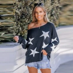 Women's Star Print One-Shoulder Sweater - Cupshe 10 Women's Star Print One-Shoulder Sweater - Cupshe -BLAZER GUEST 2a109899 8364 4523 89a0 4e414c2c38a5