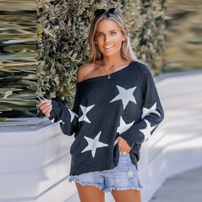 Women's Star Print One-Shoulder Sweater - Cupshe 3 Women's Star Print One-Shoulder Sweater - Cupshe - Image 3