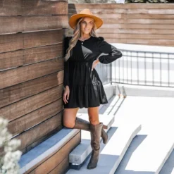 Women's Ruffled Long Sleeve Mini Dress - Cupshe -BLAZER GUEST 2a2ae6e1 7f5a 4013 88ca 9ba44737bf2f