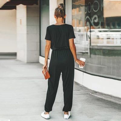 Women's Short Sleeve Wrap Loose Long Romper Jumpsuit - Cupshe 2 Women's Short Sleeve Wrap Loose Long Romper Jumpsuit - Cupshe - Image 2