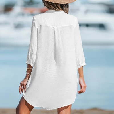 Women's V-Neck Mini Cover-Up Dress - Cupshe 2 Women's V-Neck Mini Cover-Up Dress - Cupshe - Image 2