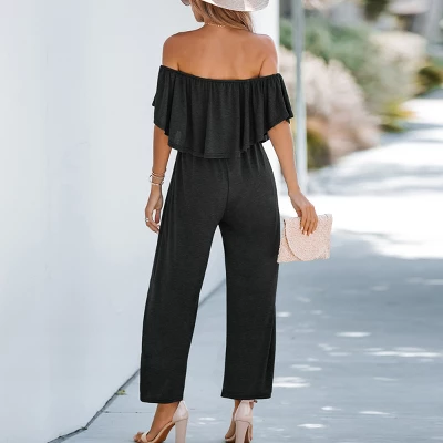Women's Short Sleeve Off-the-Shoulder Jumpsuit - Cupshe 2 Women's Short Sleeve Off-the-Shoulder Jumpsuit - Cupshe - Image 2