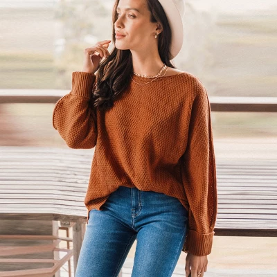 Women's Neutral Split Hem Relaxed Sweater - Cupshe 1 Women's Neutral Split Hem Relaxed Sweater - Cupshe