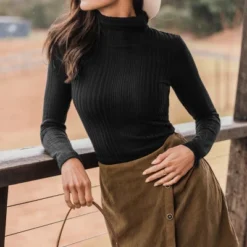 Women's Onyx Rib Turtleneck Sweater - Cupshe -BLAZER GUEST 33856591 a695 4429 a623 ce4feec96fcc