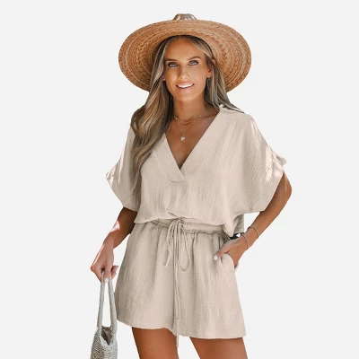Women‘s Drawstring Plunging V-Neck Romper - Cupshe 9 Women‘s Drawstring Plunging V-Neck Romper - Cupshe - Image 9