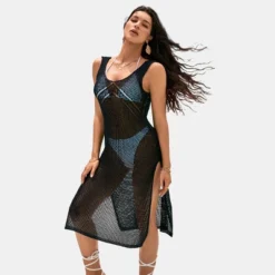 Women's Hollow Out Sleeveless V Neck Knee Length Cover Up - Cupshe -BLAZER GUEST 359af577 003e 4073 bbbb 57170b6d62e7