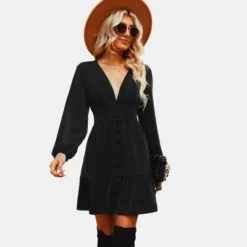 Women's Plunge Neck Button Loop Mini Dress - Cupshe -BLAZER GUEST 370a789f 1d2c 421d a1a2 05147bb5c33b
