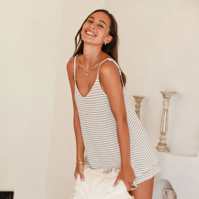 Women's Striped Cami With Short Pajama Set - Cupshe 3 Women's Striped Cami With Short Pajama Set - Cupshe - Image 3