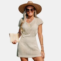 Women's Crochet Knit Cutout V-Neck Cover-Up Mini Dress - Cupshe 19 Women's Crochet Knit Cutout V-Neck Cover-Up Mini Dress - Cupshe -BLAZER GUEST 39f874f5 6572 468a 859a 33686ff8ea4f