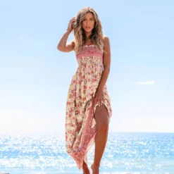 Women's Boho Chic Floral Print Maxi Dress With Smocked Bodice -Cupshe -BLAZER GUEST 3a9c4d4f 64eb 49fa b12e 6f02a753d3b8