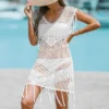Women's Sheer Crochet Fringe Cover-Up Dress - Cupshe