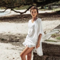 Women's Ruffled V-Neck Back Tie Cover-Up Mini Dress - Cupshe -BLAZER GUEST 3c062329 1684 4c7a b41b e49513e5a996