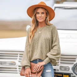 Women's Cable Knit Drop Sleeve Sweater - Cupshe -BLAZER GUEST 3c1791f6 9fe3 4ca8 85af 87cdff0c1a30