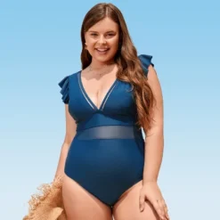 Women's Plus Size One Piece Swimsuit Ruffle Plunge V Neck Bathing Suit-Cupshe -BLAZER GUEST 3cd28591 381c 431e 9a35 d406cef5e83e