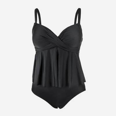 Women's V Neck Wrapped Plus Size Tankini Set - Cupshe 1 Women's V Neck Wrapped Plus Size Tankini Set - Cupshe