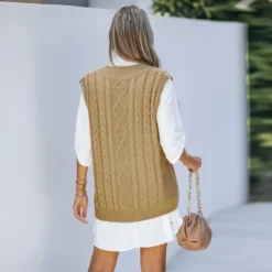 Women's Cable Knit V Neck Sweater Vest - Cupshe -BLAZER GUEST 44a3622c 40ab 4674 a8cb 1e36ee2b2259