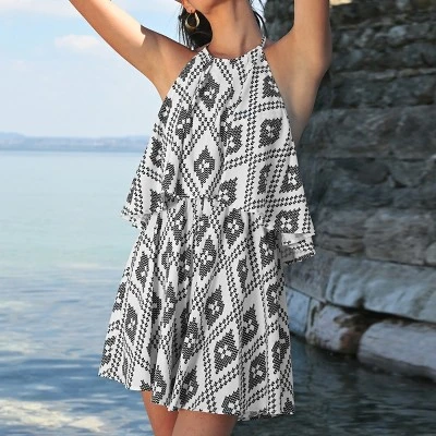 Women's Geo Print Flounce Halter Romper - Cupshe 4 Women's Geo Print Flounce Halter Romper - Cupshe - Image 4