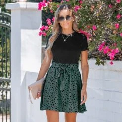 Women's Belted Speckled Print Combo Dress - Cupshe