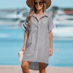Women's Striped Mini Shirt Dress - Cupshe 11 Women's Striped Mini Shirt Dress - Cupshe -BLAZER GUEST 47350545 2dd4 42e2 afb1 02182b10dfec
