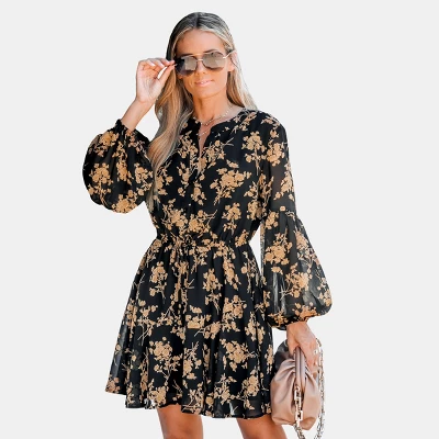 Women's Floral Print Button-Front Mini Dress - Cupshe 6 Women's Floral Print Button-Front Mini Dress - Cupshe - Image 6
