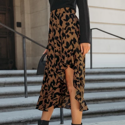 Women's Leopard Print Ruffled High Waist High Low Skirt - Cupshe 1 Women's Leopard Print Ruffled High Waist High Low Skirt - Cupshe