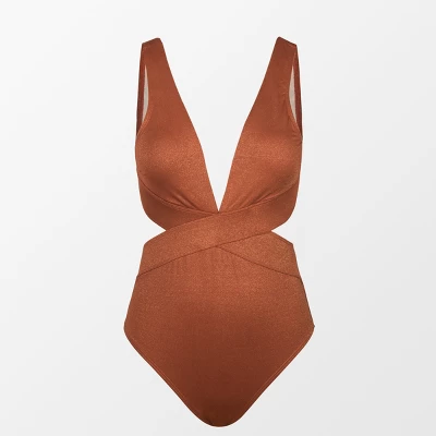 Women's Metallic Plunge Cutout One Piece Swimsuit - Cupshe 2 Women's Metallic Plunge Cutout One Piece Swimsuit - Cupshe - Image 2