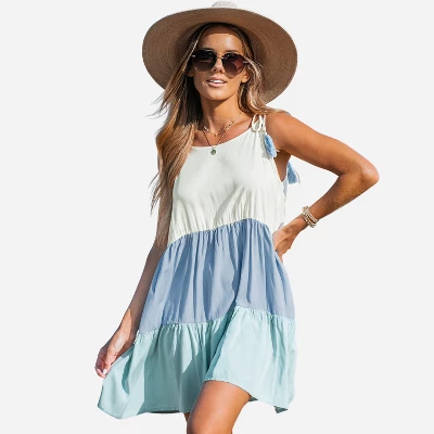 Women's Colorblock Tassel Tie Mini Dress - Cupshe 6 Women's Colorblock Tassel Tie Mini Dress - Cupshe - Image 6