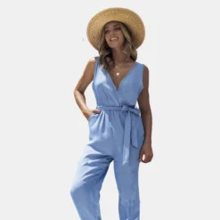 Women's Belted Tapered Leg Jumpsuit - Cupshe