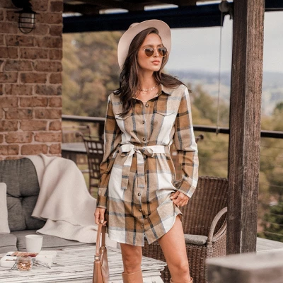 Women's Plaid Belted Button-Front Mini Dress - Cupshe 7 Women's Plaid Belted Button-Front Mini Dress - Cupshe - Image 7