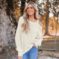 Women's Cutout Cable Knit One-Shoulder Sweater - Cupshe 13 Women's Cutout Cable Knit One-Shoulder Sweater - Cupshe -BLAZER GUEST 4d1ebee1 ee61 44f6 9595 0de367e3af27