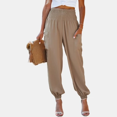 Women's Smocked High Waist Ruched Joggers - Cupshe 7 Women's Smocked High Waist Ruched Joggers - Cupshe - Image 7