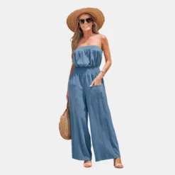 Women's Cotton Smocked Tube Jumpsuit - Cupshe -BLAZER GUEST 4f220196 f5c4 4105 a629 0a55afe837bf
