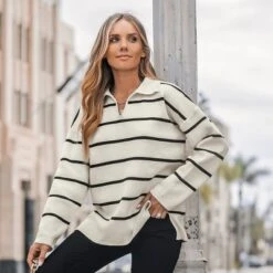 Women's Striped V-Neck Collar Sweater - Cupshe 13 Women's Striped V-Neck Collar Sweater - Cupshe -BLAZER GUEST 4f3e292c 405b 4955 af80 31758b49329c