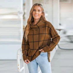 Women's Grid Print Drop Sleeve Turtleneck Sweater - Cupshe 12 Women's Grid Print Drop Sleeve Turtleneck Sweater - Cupshe -BLAZER GUEST 4fbc7251 a540 4a36 ba92 1a492e0fea7b