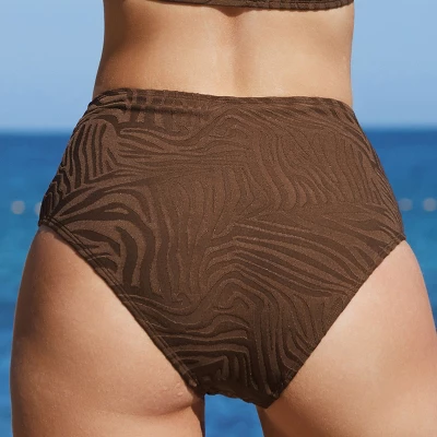 Women's Zebra Jacquard High Waist Bikini Bottom - Cupshe 4 Women's Zebra Jacquard High Waist Bikini Bottom - Cupshe - Image 4