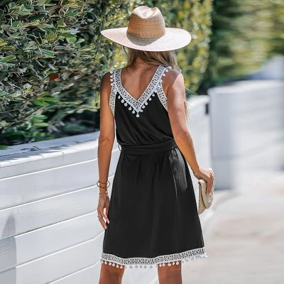 Women's Belted Pom Pom Mini Dress - Cupshe 3 Women's Belted Pom Pom Mini Dress - Cupshe - Image 3