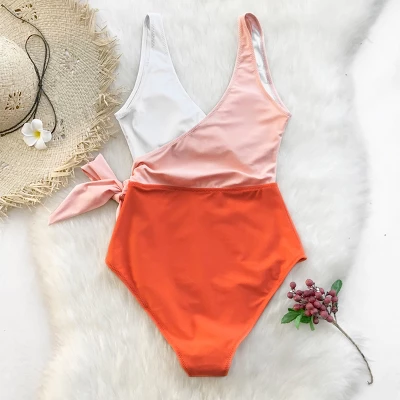 Women's Color Block Tie Side One Piece Swimsuit - Cupshe 3 Women's Color Block Tie Side One Piece Swimsuit - Cupshe - Image 3