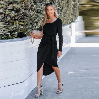 Women's Onyx Belted Wrap Midi Dress - Cupshe 6 Women's Onyx Belted Wrap Midi Dress - Cupshe - Image 6