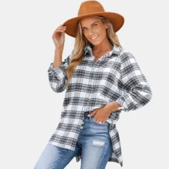 Women's Plaid Button-Front Flannel Shirt - Cupshe -BLAZER GUEST 5471826b 7897 4451 9147 456aa99d2ee4