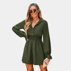 Women's Smocked Button-Front Mini Dress - Cupshe -BLAZER GUEST 553a20a6 19da 42f8 a7f3 f82149b90399