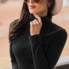 Women's Onyx Rib Turtleneck Sweater - Cupshe