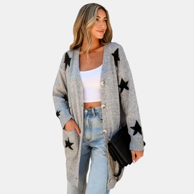 Women's Star Print Button-Front Cardigan - Cupshe 6 Women's Star Print Button-Front Cardigan - Cupshe - Image 6