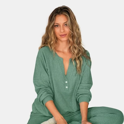 Women's Cozy Ribbed Long Sleeve Top & Pants Pajama Set - Cupshe 5 Women's Cozy Ribbed Long Sleeve Top & Pants Pajama Set - Cupshe - Image 5