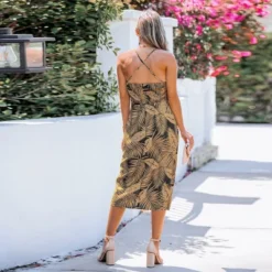 Women's Tropical Leaf Slit Midi Dress - Cupshe -BLAZER GUEST 5687e022 fbba 496b 9d29 3391ed728a45