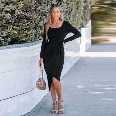 Women's Onyx Belted Wrap Midi Dress - Cupshe 3 Women's Onyx Belted Wrap Midi Dress - Cupshe - Image 3
