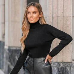 Women's Rib Turtleneck Fitted Sweater - Cupshe -BLAZER GUEST 579850ab 91b2 4585 8035 c0d0ded48c65