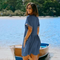 Women's Boho Chic Embroidered V-Neck Beach Dress -Cupshe