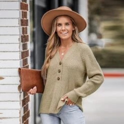 Women's Crochet Rib Half-Buttoned Sweater - Cupshe -BLAZER GUEST 587976ad 86c5 4876 96eb 2de73fa40016